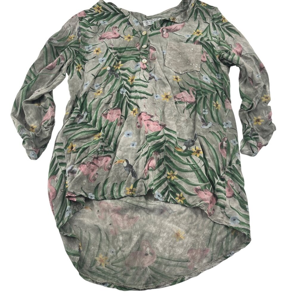 Femme Fatale‎ Women's Floral Button-Up Tunic Blouse Top X/P Made in Italy